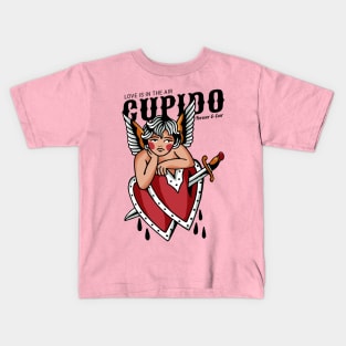 Vintage Cupid Love is in the air Kids T-Shirt